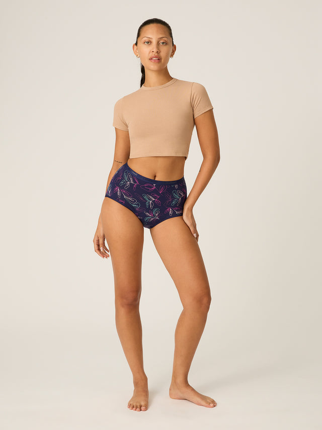 Classic Full Brief Moderate Passion Vine Navy