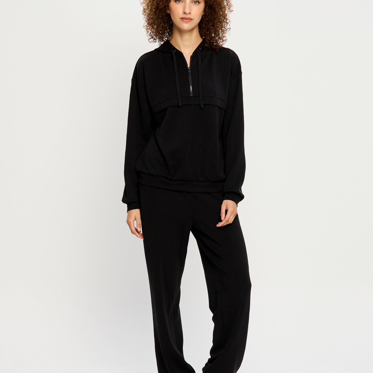 Pocketed Half Zip Long Sleeve Hoodie