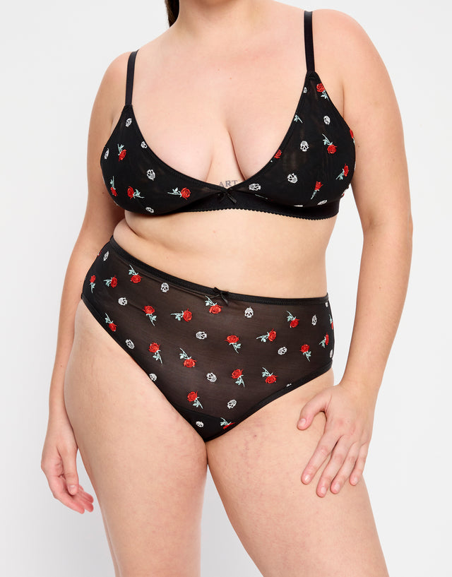 Intimates V Day Hi Waist Brief Moderate Black Rose