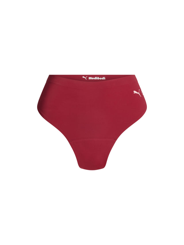 Puma X Modibodi Seamfree Active Hi Waist Cheeky Moderate Caramelised Red