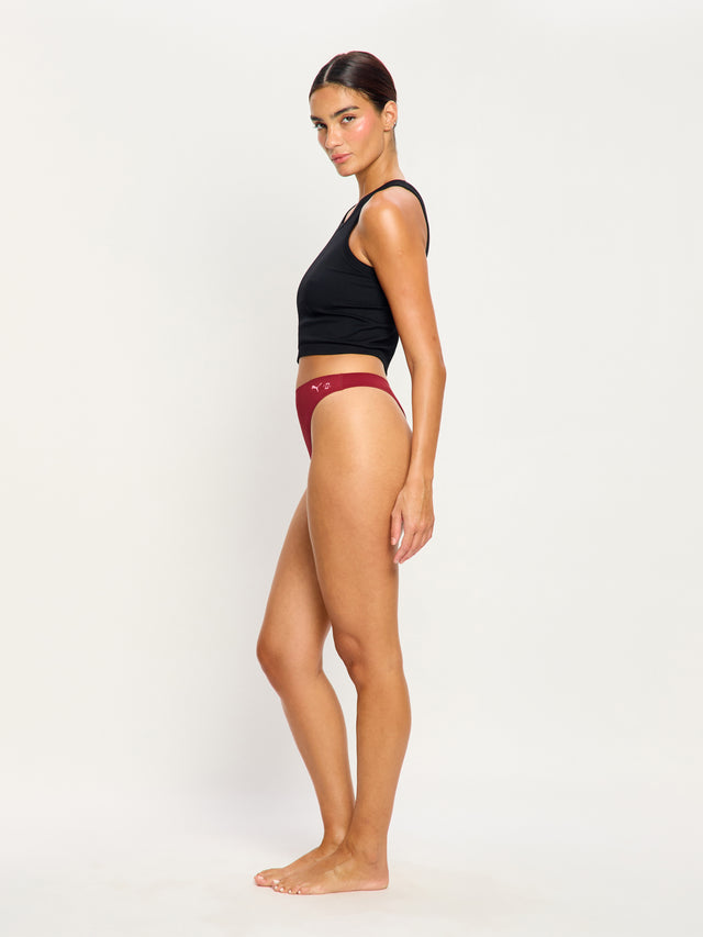 Puma X Modibodi Seamfree Active Hi Waist Thong Light Caramelised Red 3 Pack