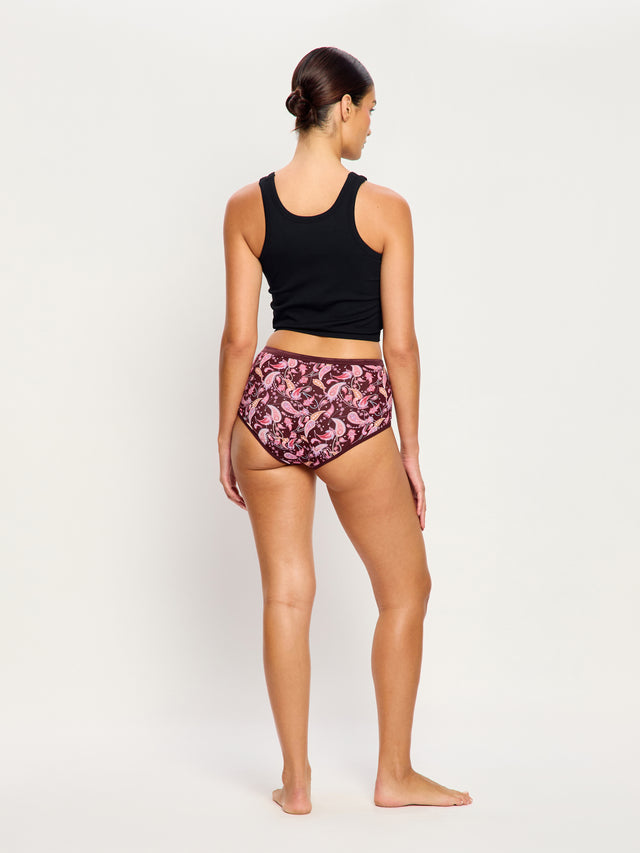 Classic Full Brief Moderate Opulent Paisley Red