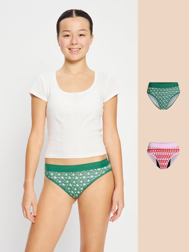 Teen Hipster Bikini Holiday Gifting 2 Pack Merry Multi