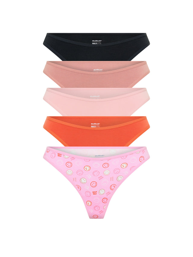 SmileyWorld® | Modibodi Thong Gifting 5 Pack Happy Place Multi