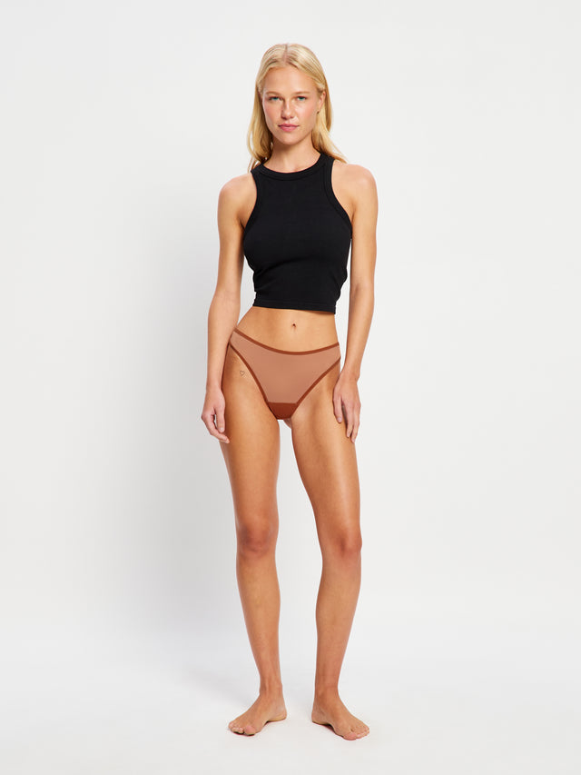 Barely There Thong Moisture Wicking Mocha Brown