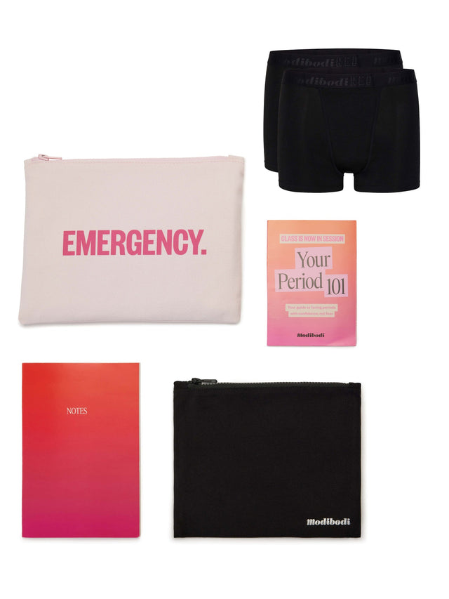 Teen Underwear Period Kit with 2 pack Hipster Boyshort Super Black