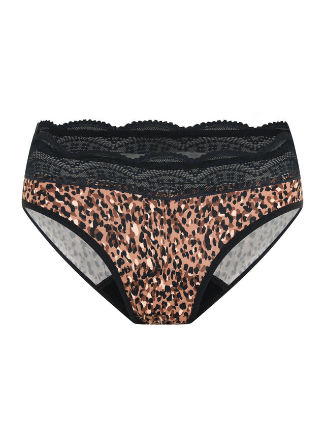 Sensual Hi Waist Bikini Moderate Animalia Brown
