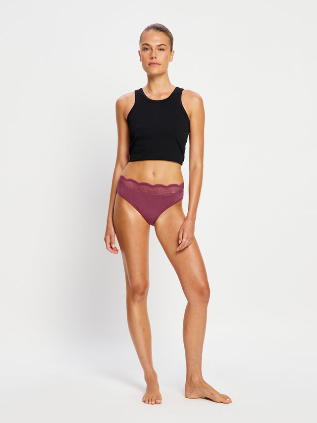Sensual Hi Waist Bikini Moderate Plum Purple