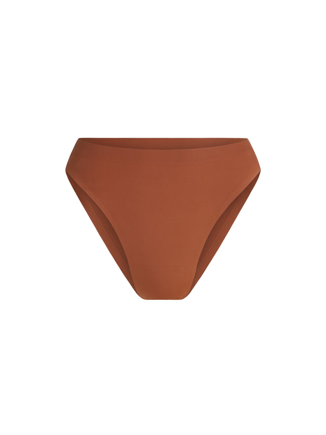 Seamfree Hi-Leg Cheeky Moisture Wicking Mocha Brown