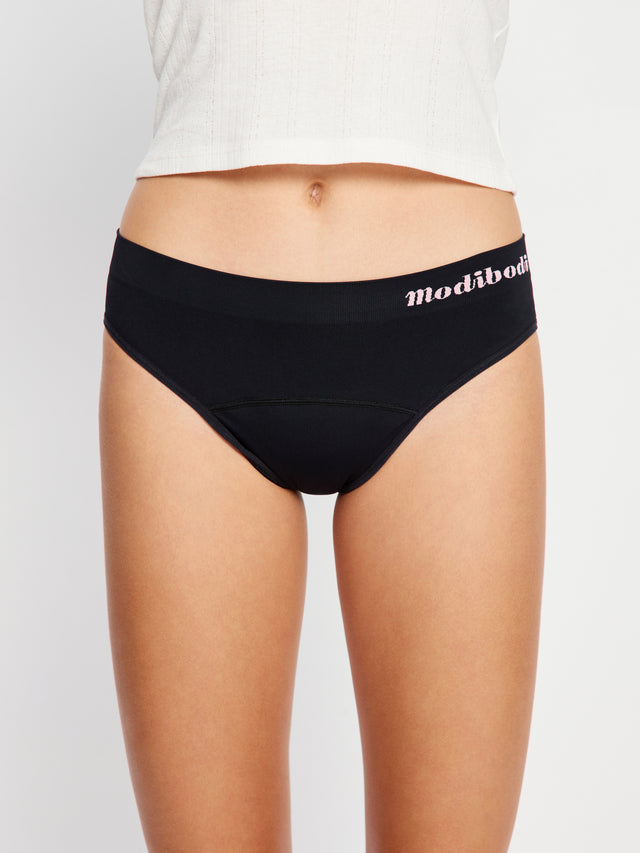 ModiComfort Seamless Teen Hipster Bikini Moderate Black 3 Pack