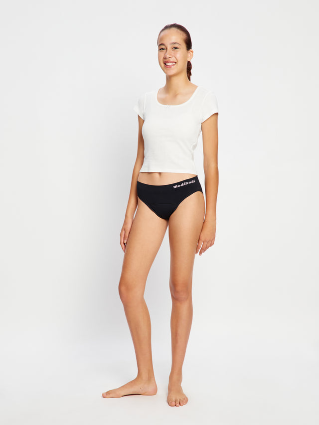Teen Soft Stretch Seamless Hipster Bikini 2 Pack Moderate Black