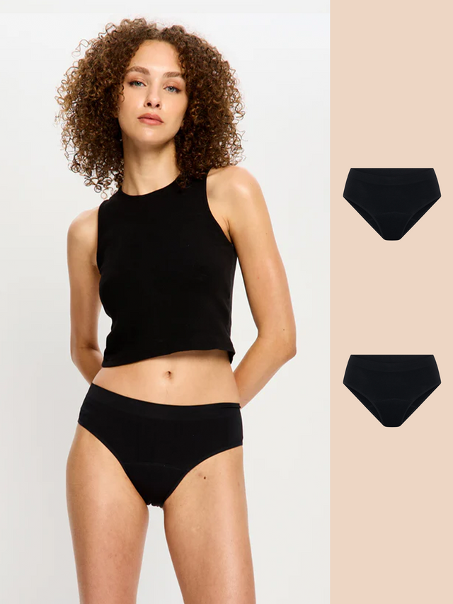 Soft Stretch Seamless Bikini Brief 2 Pack Moderate Black