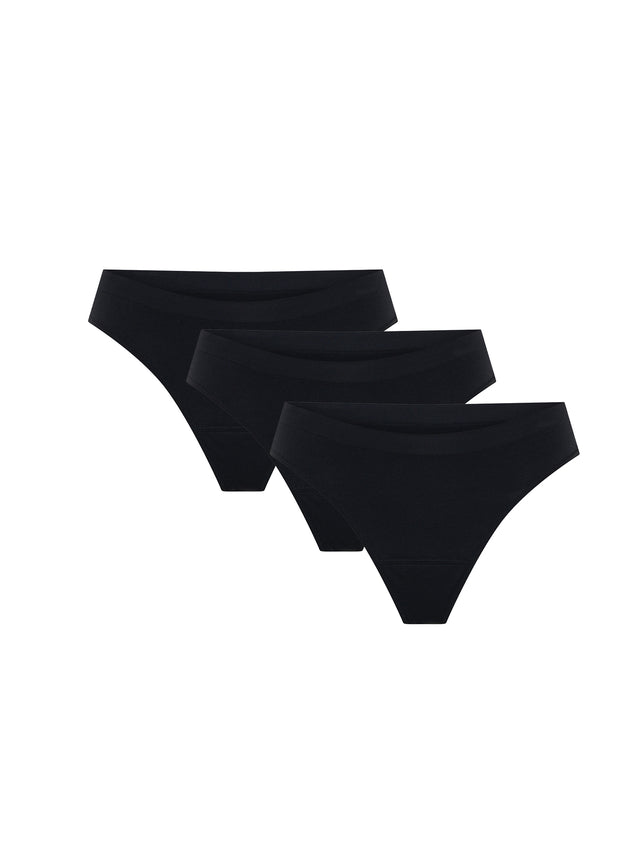 Soft Stretch Seamless Thong 3 Pack Light Black