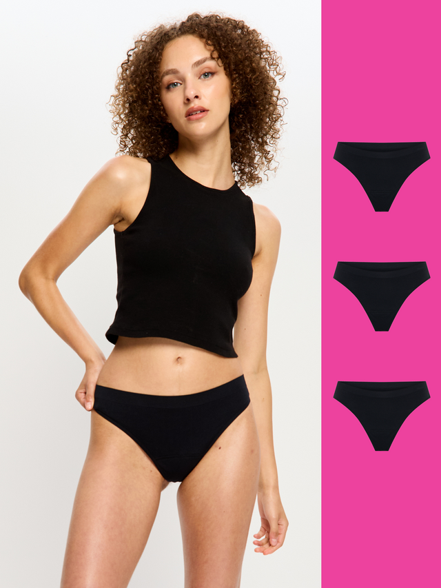 Soft Stretch Seamless Thong 3 Pack Light Black