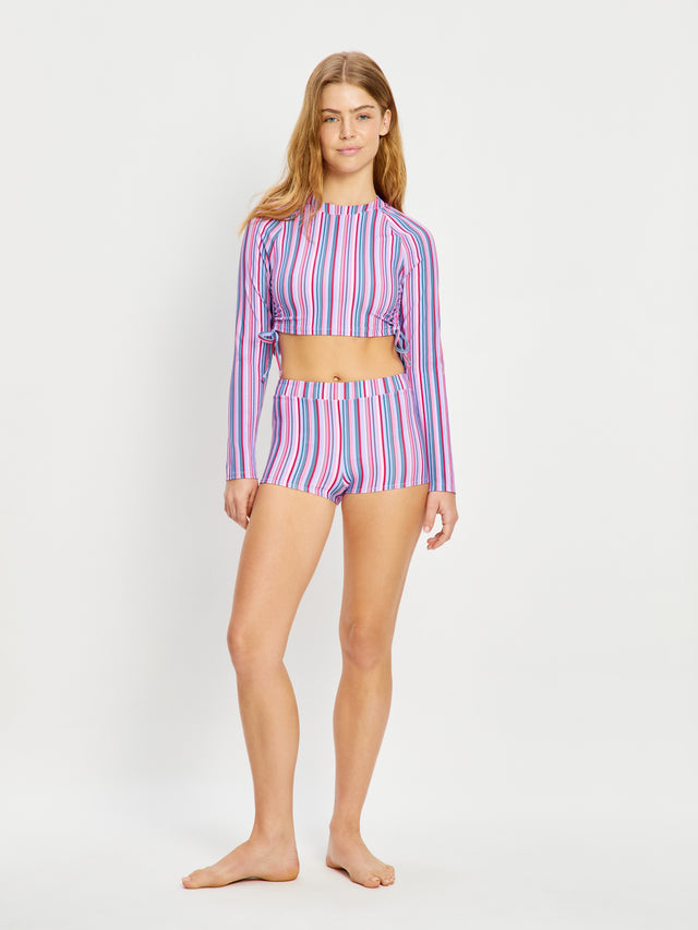 Teen Swimwear Boyshort Super Violet Rose Stripe