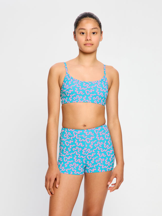 Teen Swimwear Adjustable Crop Top & Hi Waist Short Set