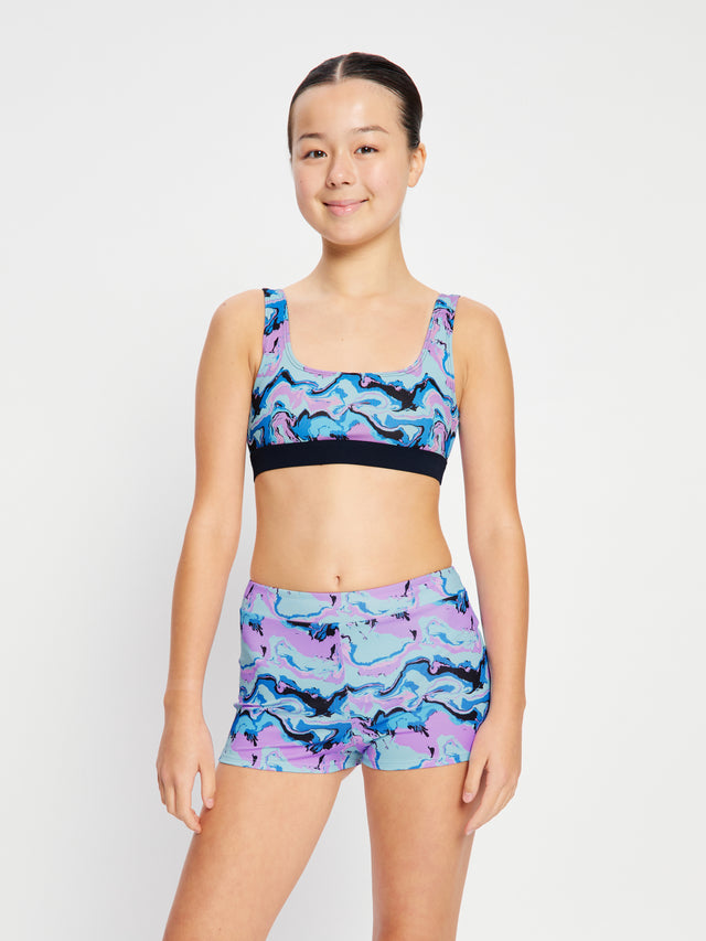 Teen Swimwear Performance Hi Waist Short Super Marble Blue