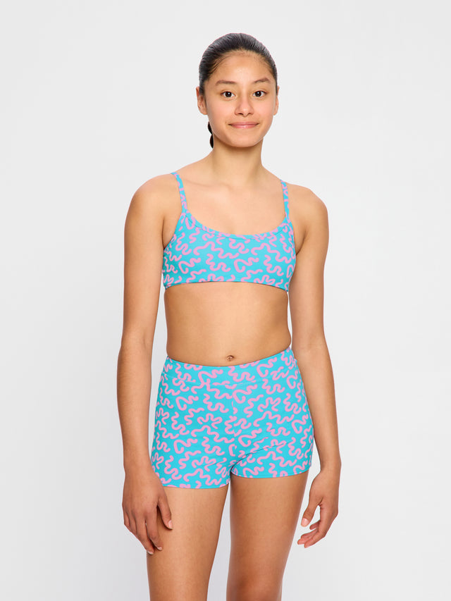 Teen Swimwear Hi Waist Short Super Wavy Blue