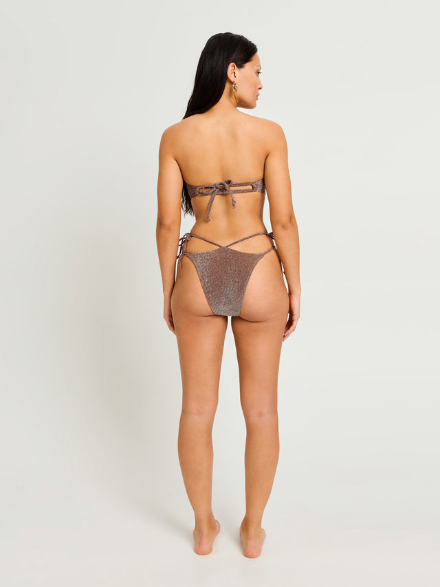 Swimwear Shimmer Hi-Leg String Bottom Super Espresso