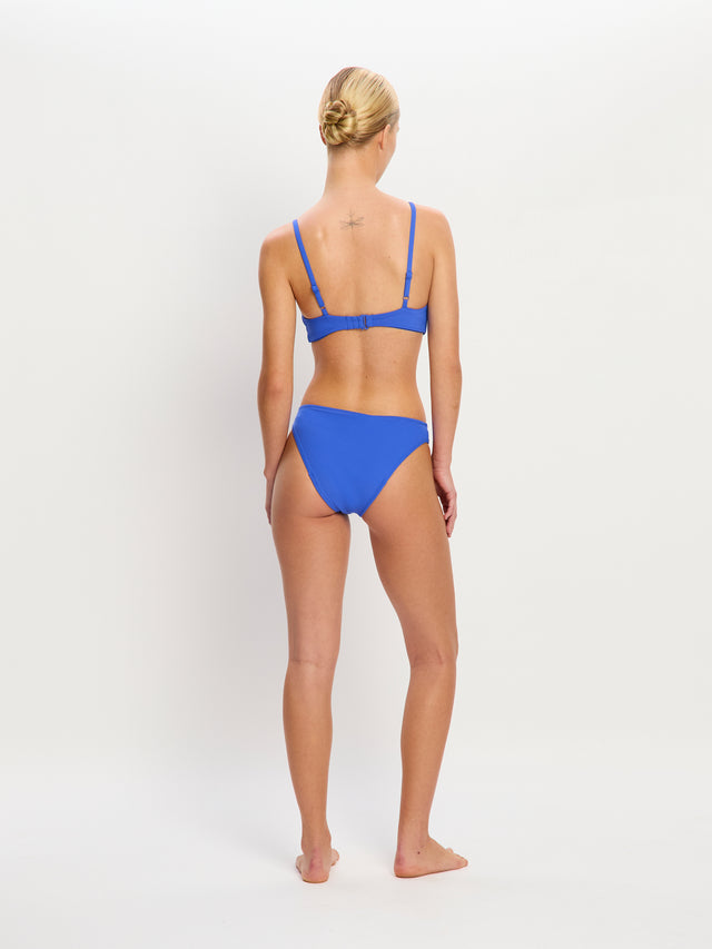 Swimwear Plunge Top & Bikini Bottom Set Electric Indigo