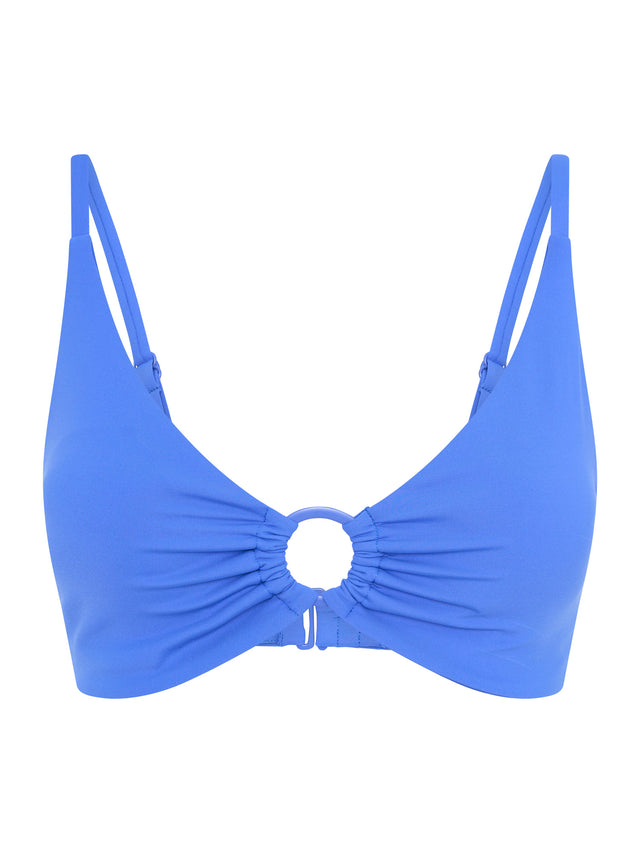 Swimwear Plunge Top & Bikini Bottom Set Electric Indigo